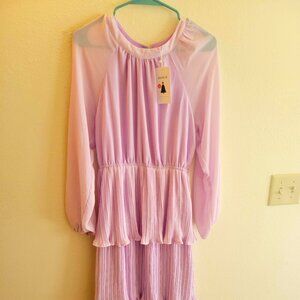 Zesica Women's Medium Long Sleeve Ruffle Tiered Dress, Purple